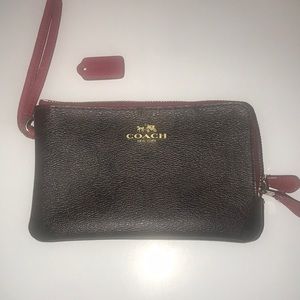 Coach double zip wristlet